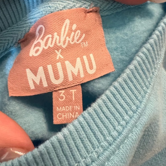Show me your Mumu x Barbie Ken logo fleece crewneck sweatshirt 3T EUC blue - Picture 3 of 4
